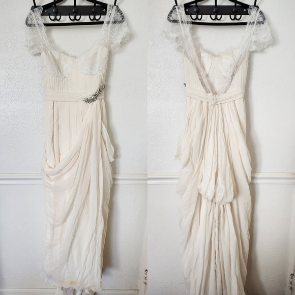 CUSTOM Wedding Gown 2 Whimsical Lace Applicae Flowy - Picture 3 of 16